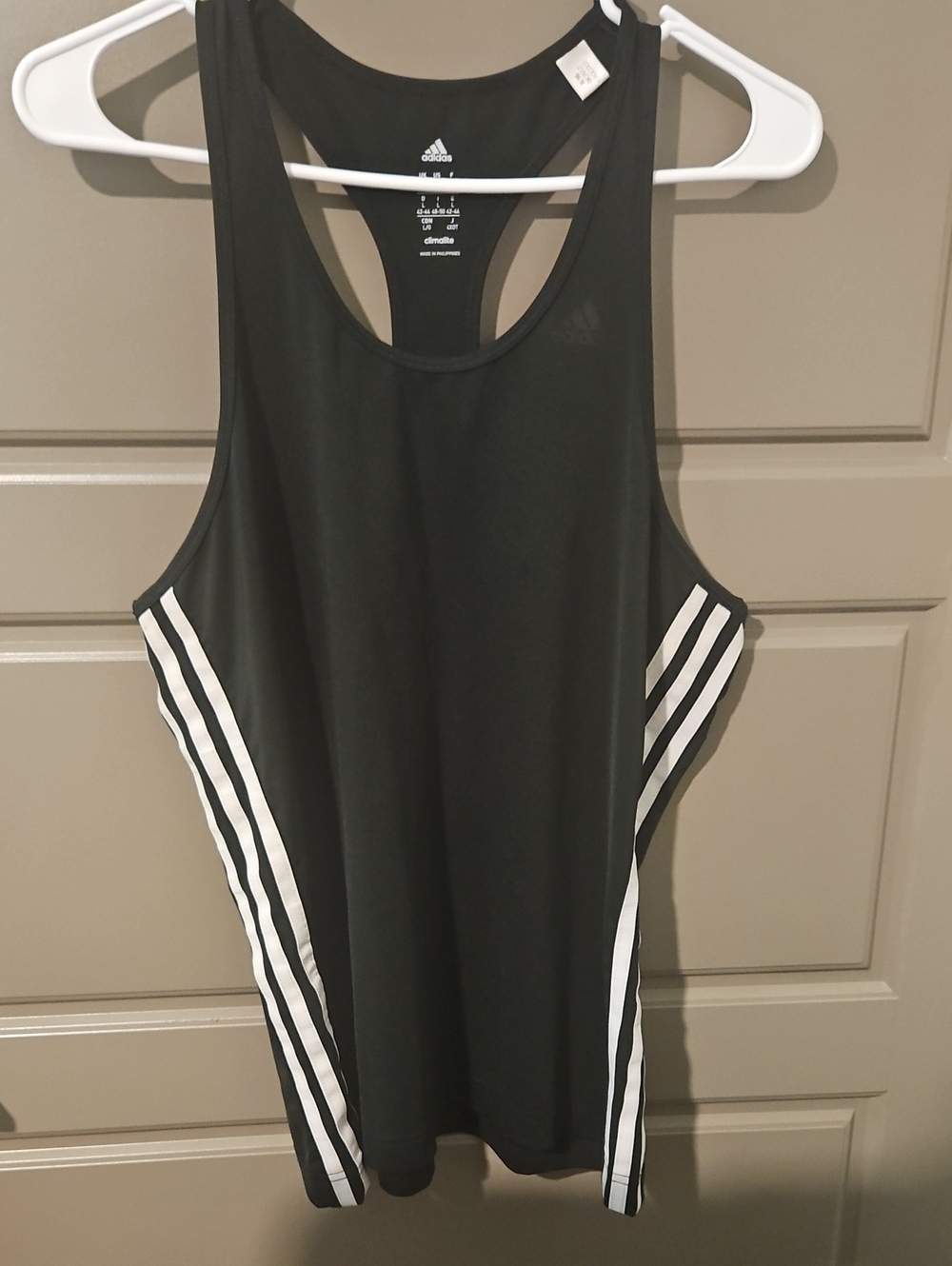 adidas 3 Stripe Black/White Racer Back Tank